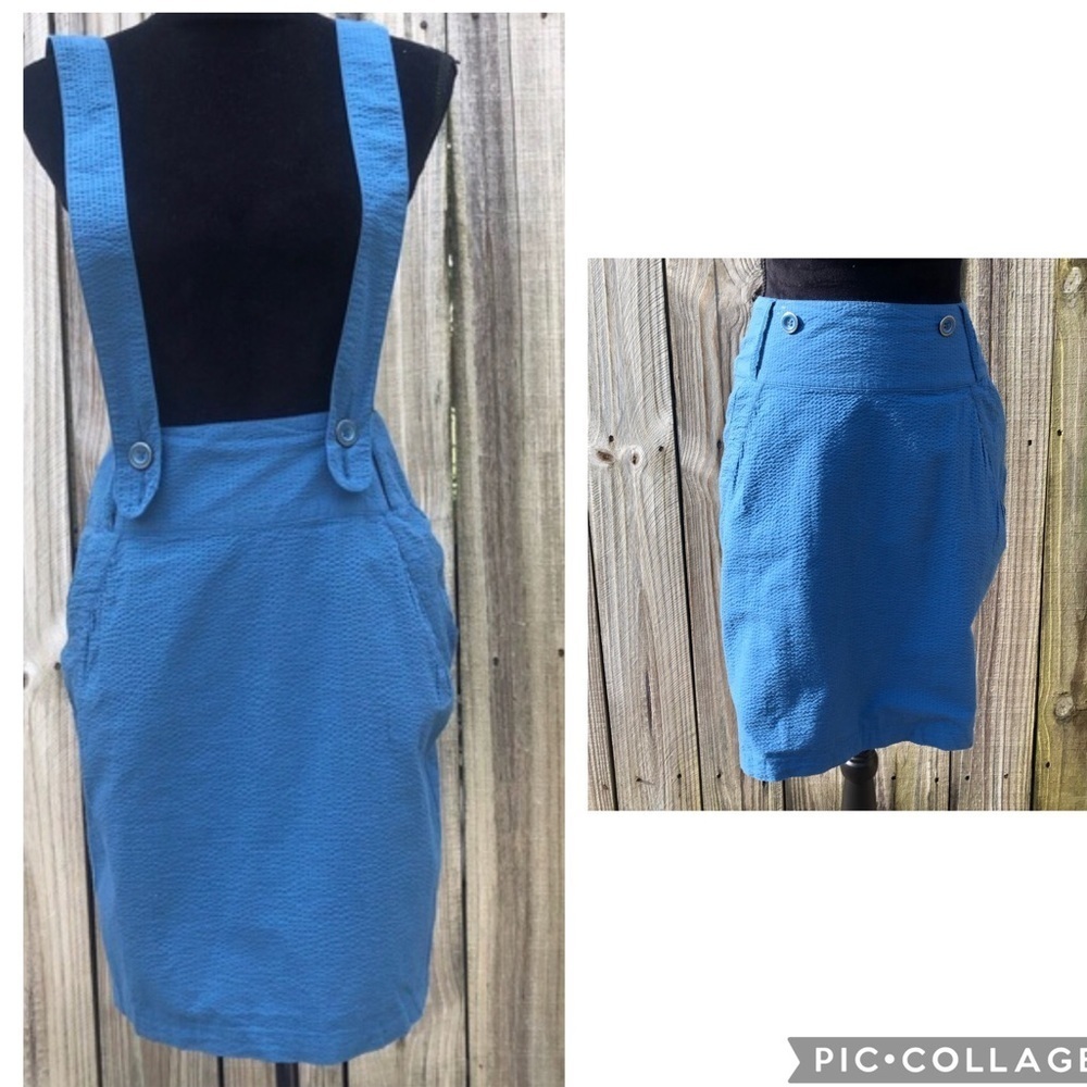 Tulle Blue Seersucker Overall Romper Dress & Skirt Size S